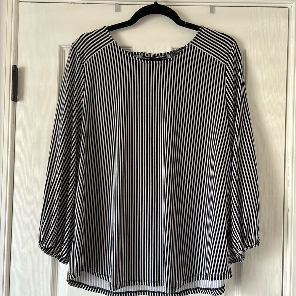 Black and White Striped Blouse